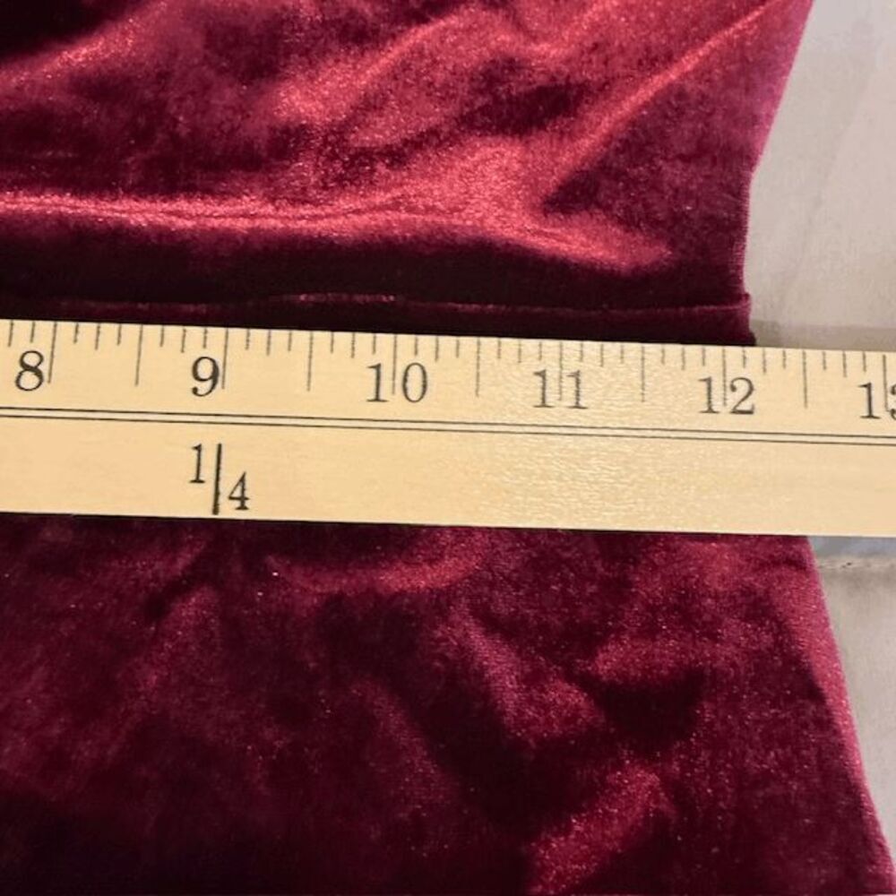 Privacy Please Riley Burgundy Maroon Velvet Ruffle Hem Mini Dress Size Small - Picture 12 of 14